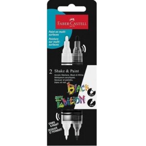 Faber-Castell Shake & paint akryylitussi musta ja valkea 1-3mm