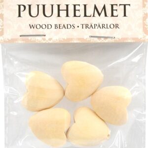 Puuhelmet 2cm Sydän natur 5kpl