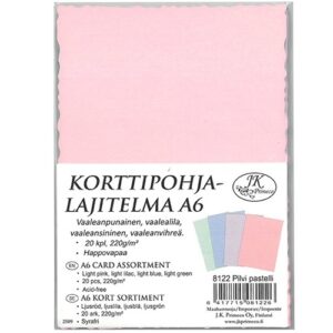J.K. Korttipohjalajitelma 1-os A6 Pilvi pastelli 20kpl