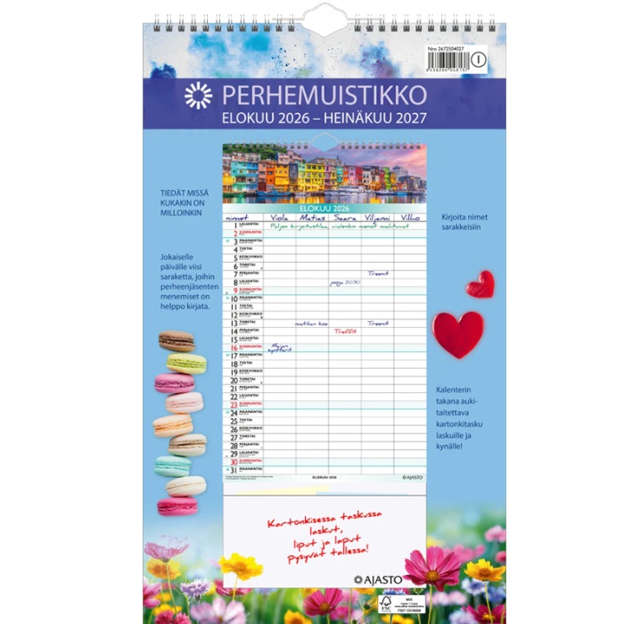 Ajasto Perhemuistikko 2026-2027 (lukuvuosikalenteri)