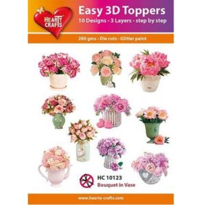 Hearty crafts stanssatut 3d-kuvat Bouquet in Vase