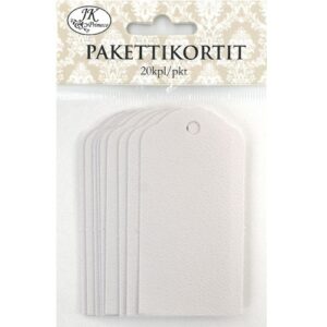 J.K. Pakettikortti 4 x 8cm valkoinen 20kpl