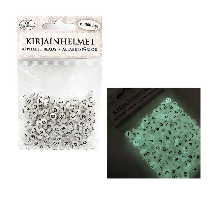 JK Kirjainhelmet pimeässä hohtavat 300kpl
