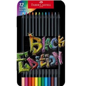 Black edition puuvärikynät metallirasiassa 12 kynää