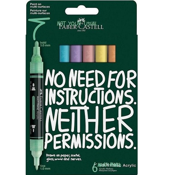 Faber-Castell Multimark akryylitussit Pastel 6 kynää