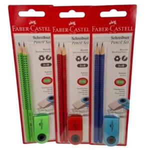 Faber-Castell Lyijykynäsetti Grip 2001, 2 kpl kynä B ja pyyhekumi
