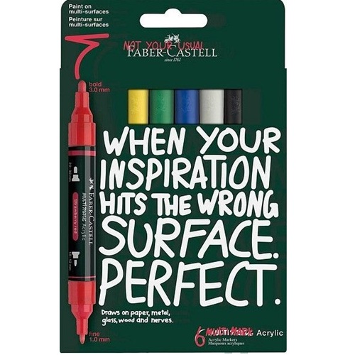 Faber-Castell Multimark akryylitussit perusvärit 6 kynää