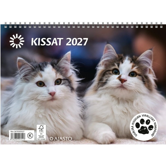 Ajasto Kissat seinäkalenteri 2027