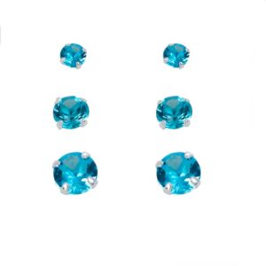 Silver Bar hopeakorvakoru setti aqua cz 3-4-5mm, 3 paria