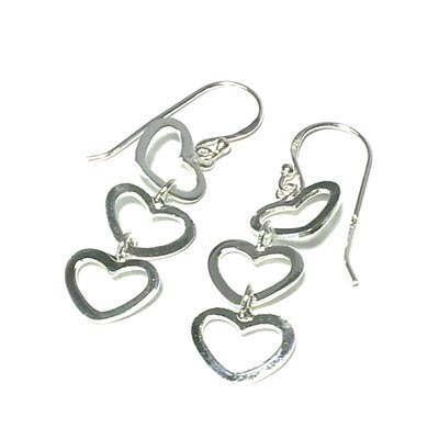 Silver Bar hopeakorvakoru Three hearts koukulla