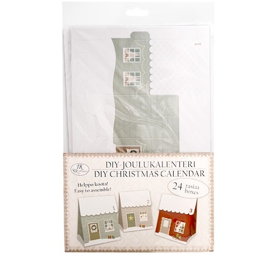 JK DIY-Joulukalenteri Talot punaharmaa 24kpl