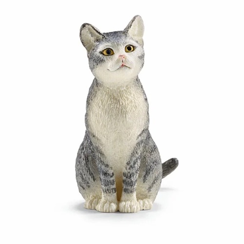 Schleich Cat sitting harmaa kissa
