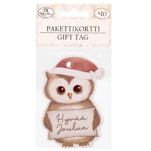 JK Pakettikortti Pöllö jouluteksti 10kpl
