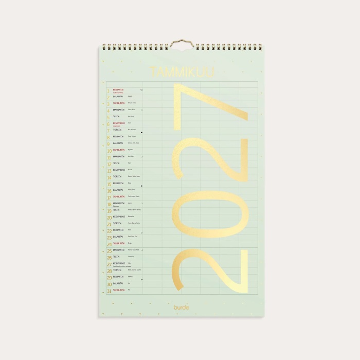 Burde Perhekalenteri Color 6 saraketta 2027