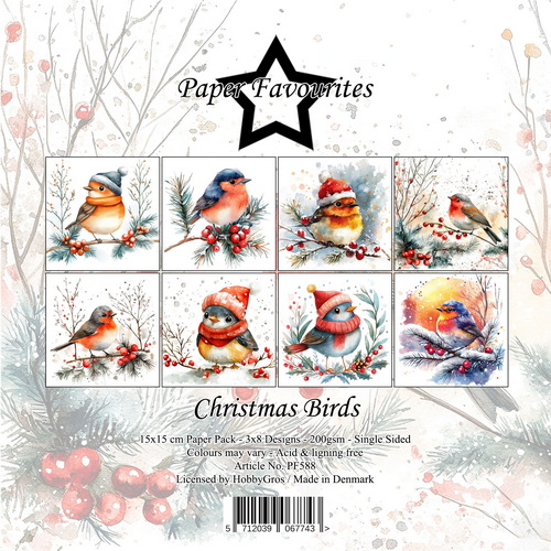 Paper Favourites kuviopaperilehtiö Christmas birds 15x15cm/24