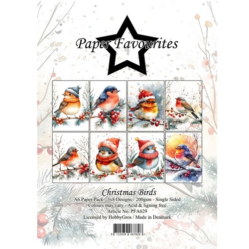 Paper Favourites kuviopaperilehtiö Christmas birds A6/24