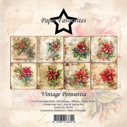 Paper Favourites kuviopaperilehtiö Vintage poinsettia15x15cm/24